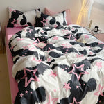 Fashion Plaid Bedding Set Brown Stripe Duvet Cover Queen  Clean Vanilla Store