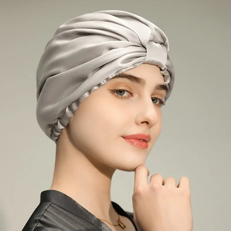 Pure Silk Night Caps Turban for Hair Loss - Set of 2  Clean Vanilla Store