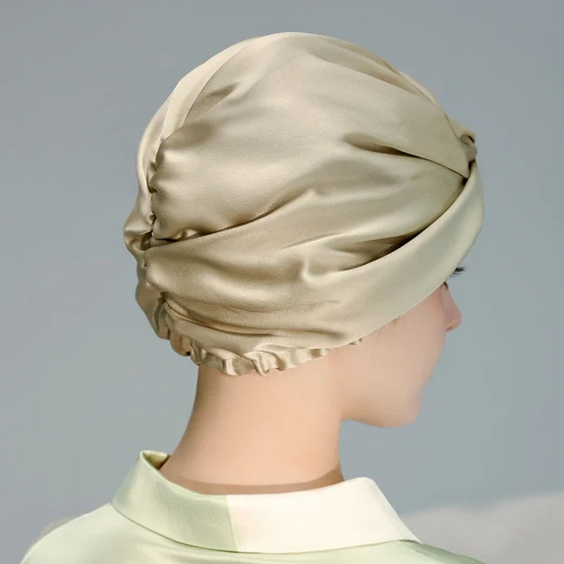 Pure Silk Night Caps Turban for Hair Loss - Set of 2  Clean Vanilla Store