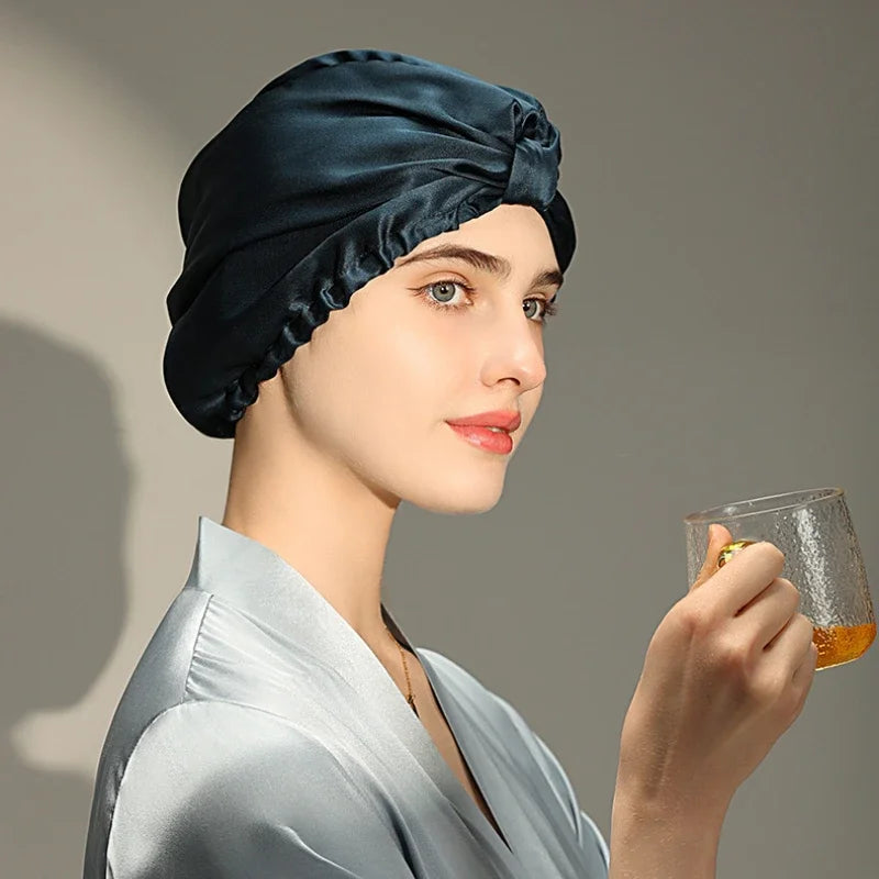 Pure Silk Night Caps Turban for Hair Loss - Set of 2  Clean Vanilla Store