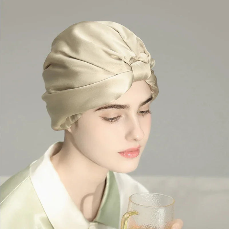 Pure Silk Night Caps Turban for Hair Loss - Set of 2  Clean Vanilla Store