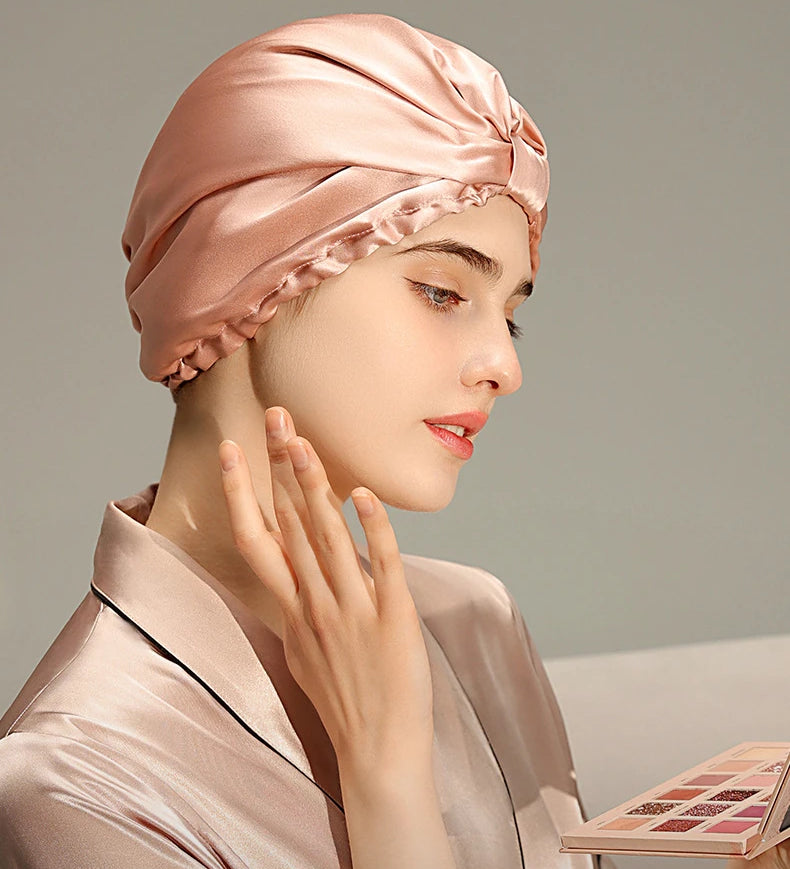 Pure Silk Night Caps Turban for Hair Loss - Set of 2  Clean Vanilla Store