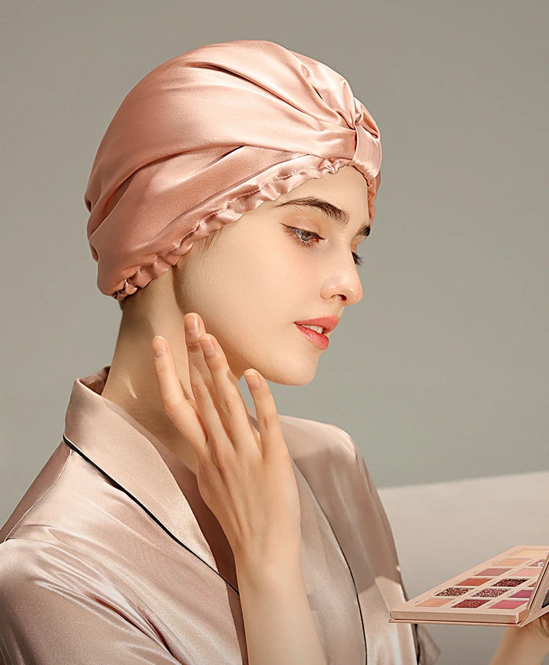 Pure Silk Night Caps Turban for Hair Loss - Set of 2  Clean Vanilla Store