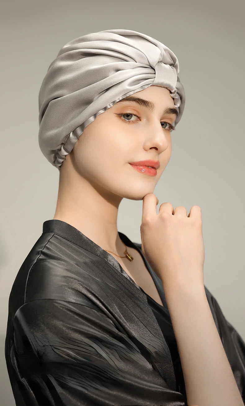 Pure Silk Night Caps Turban for Hair Loss - Set of 2  Clean Vanilla Store