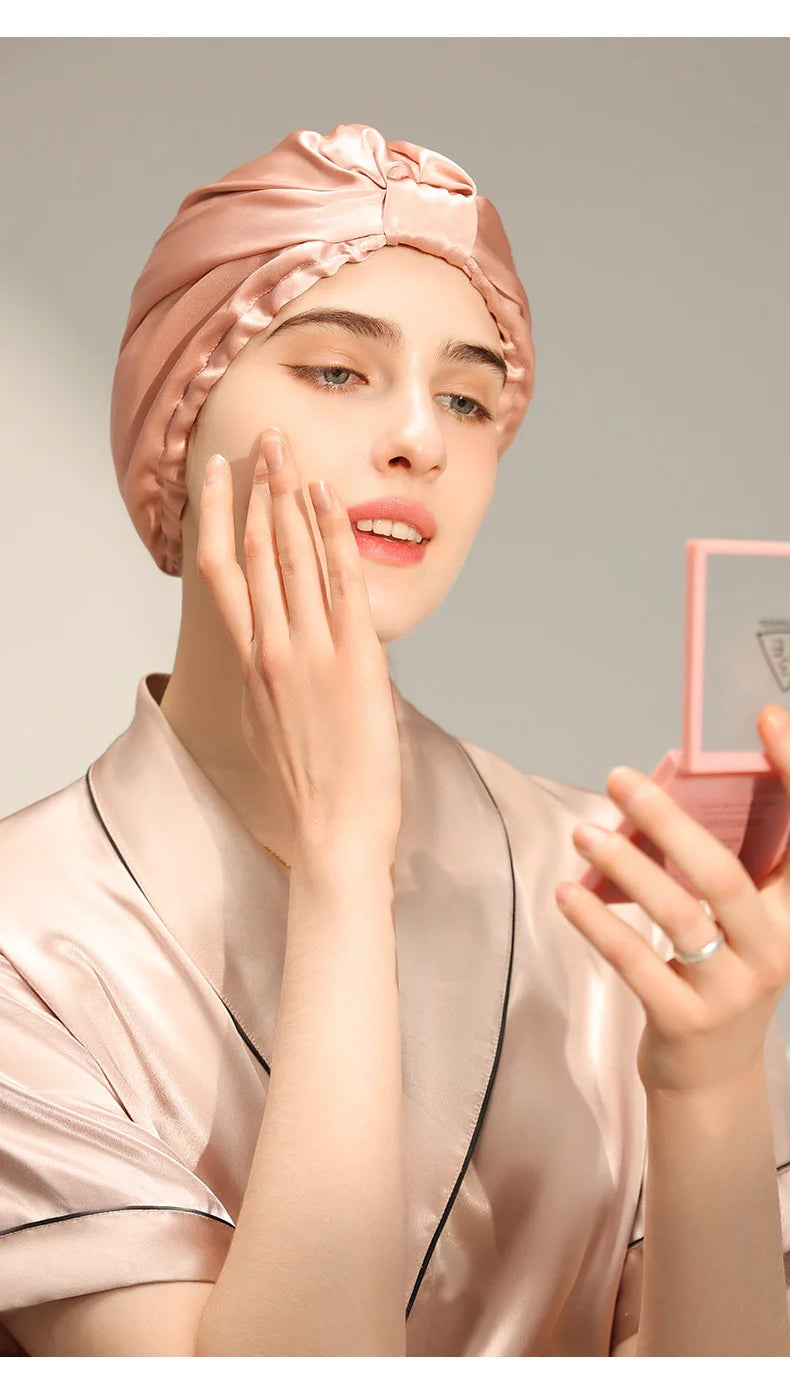 Pure Silk Night Caps Turban for Hair Loss - Set of 2  Clean Vanilla Store
