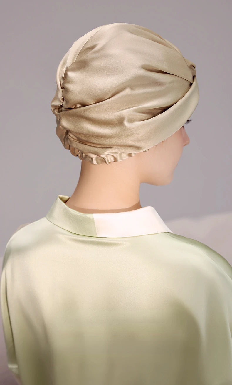 Pure Silk Night Caps Turban for Hair Loss - Set of 2  Clean Vanilla Store
