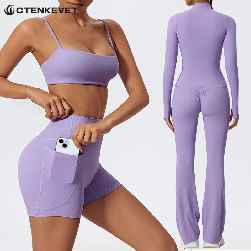 Ctenkevet Women's Slim Yoga Set Activewear Stylish Fit 2Pcs  Clean Vanilla Store