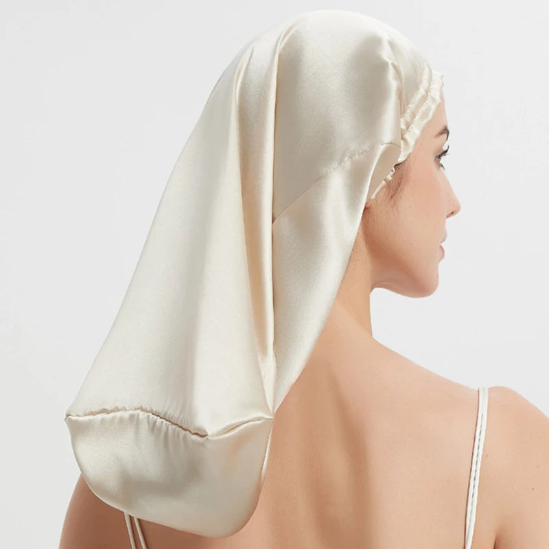 100% Mulberry Silk Long Hair Wrap Bonnet for Women  Clean Vanilla Store