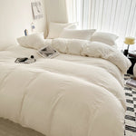 Solid Bed Linen Cotton Bedding Set with Duvet Cover 4pcs  Clean Vanilla Store