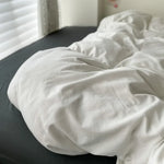 Cotton Bed Linen Solid Bedding Set with Duvet 4 pcs  Clean Vanilla Store