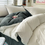 Cotton Bed Linen Solid Bedding Set with Duvet 4 pcs  Clean Vanilla Store