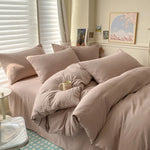Cotton Bed Linen Solid Bedding Set with Duvet 4 pcs  Clean Vanilla Store
