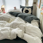 Cotton Bed Linen Solid Bedding Set with Duvet 4 pcs  Clean Vanilla Store