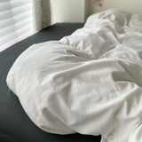 Cotton Bed Linen Solid Bedding Set with Duvet 4 pcs  Clean Vanilla Store
