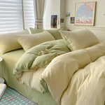 Cotton Bed Linen Solid Bedding Set with Duvet 4 pcs  Clean Vanilla Store