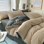 Cotton Bed Linen Solid Bedding Set with Duvet 4 pcs  Clean Vanilla Store