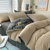 Cotton Bed Linen Solid Bedding Set with Duvet 4 pcs  Clean Vanilla Store