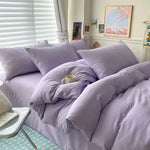 Cotton Bed Linen Solid Bedding Set with Duvet 4 pcs  Clean Vanilla Store