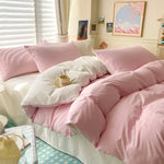 Cotton Bed Linen Solid Bedding Set with Duvet 4 pcs  Clean Vanilla Store