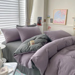 Cotton Bed Linen Solid Bedding Set with Duvet 4 pcs  Clean Vanilla Store