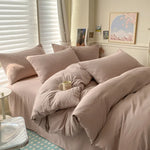 Cotton Bed Linen Solid Bedding Set with Duvet 4 pcs  Clean Vanilla Store