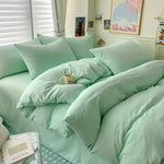Cotton Bed Linen Solid Bedding Set with Duvet 4 pcs  Clean Vanilla Store