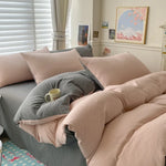 Cotton Bed Linen Solid Bedding Set with Duvet 4 pcs  Clean Vanilla Store