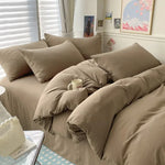 Cotton Bed Linen Solid Bedding Set with Duvet 4 pcs  Clean Vanilla Store