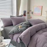 Cotton Bed Linen Solid Bedding Set with Duvet 4 pcs  Clean Vanilla Store