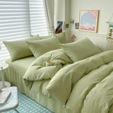 Cotton Bed Linen Solid Bedding Set with Duvet 4 pcs  Clean Vanilla Store