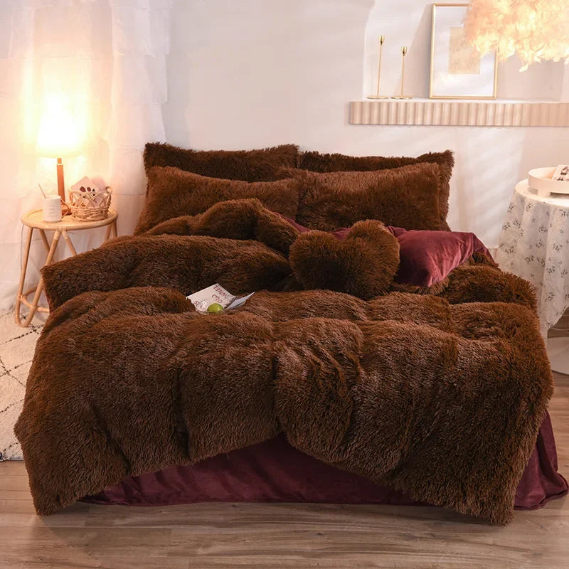 Luxurious Plush Duvet Cover Set – Soft Bedding, 3/4PCS  Clean Vanilla Store