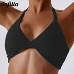 Anfilia Women Sports Bras Halter Neck Comfort & Fit  Clean Vanilla Store