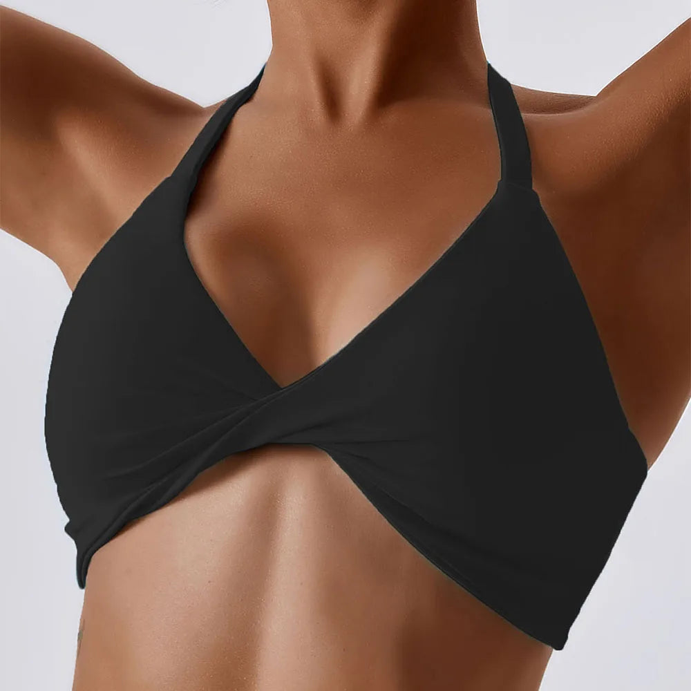 Anfilia Women Sports Bras Halter Neck Comfort & Fit  Clean Vanilla Store
