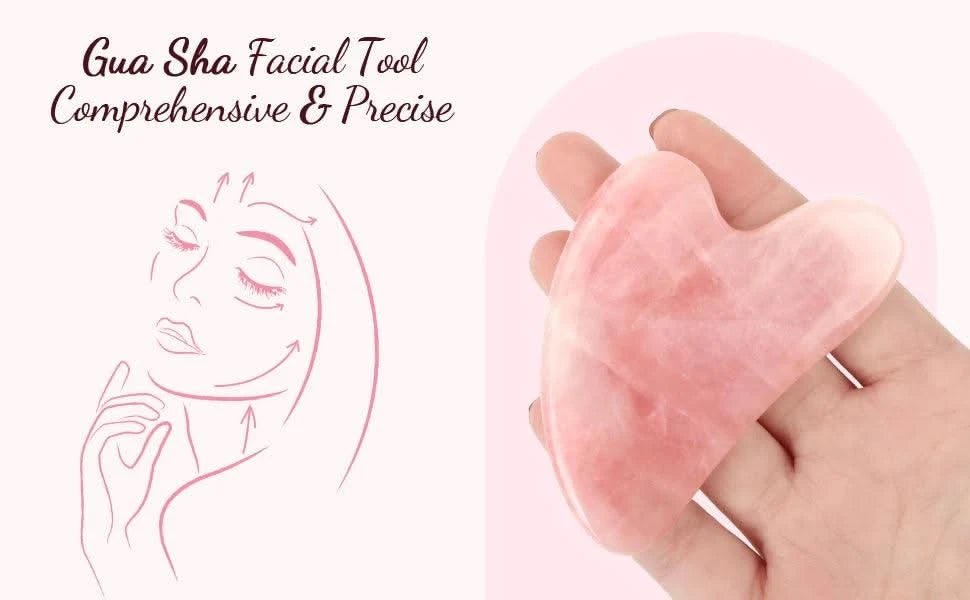 Natural Pink Rose Roller Gua Sha Set for Face Lifting  Clean Vanilla Store