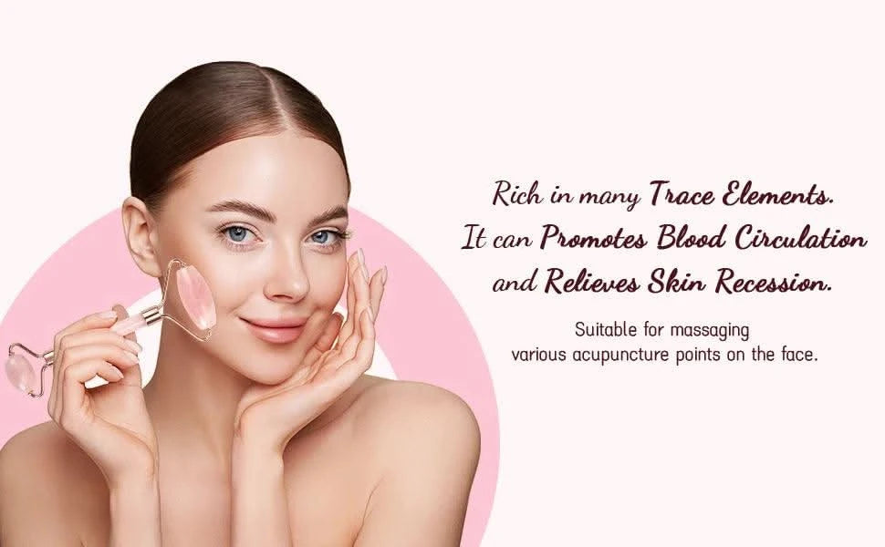 Natural Pink Rose Roller Gua Sha Set for Face Lifting  Clean Vanilla Store