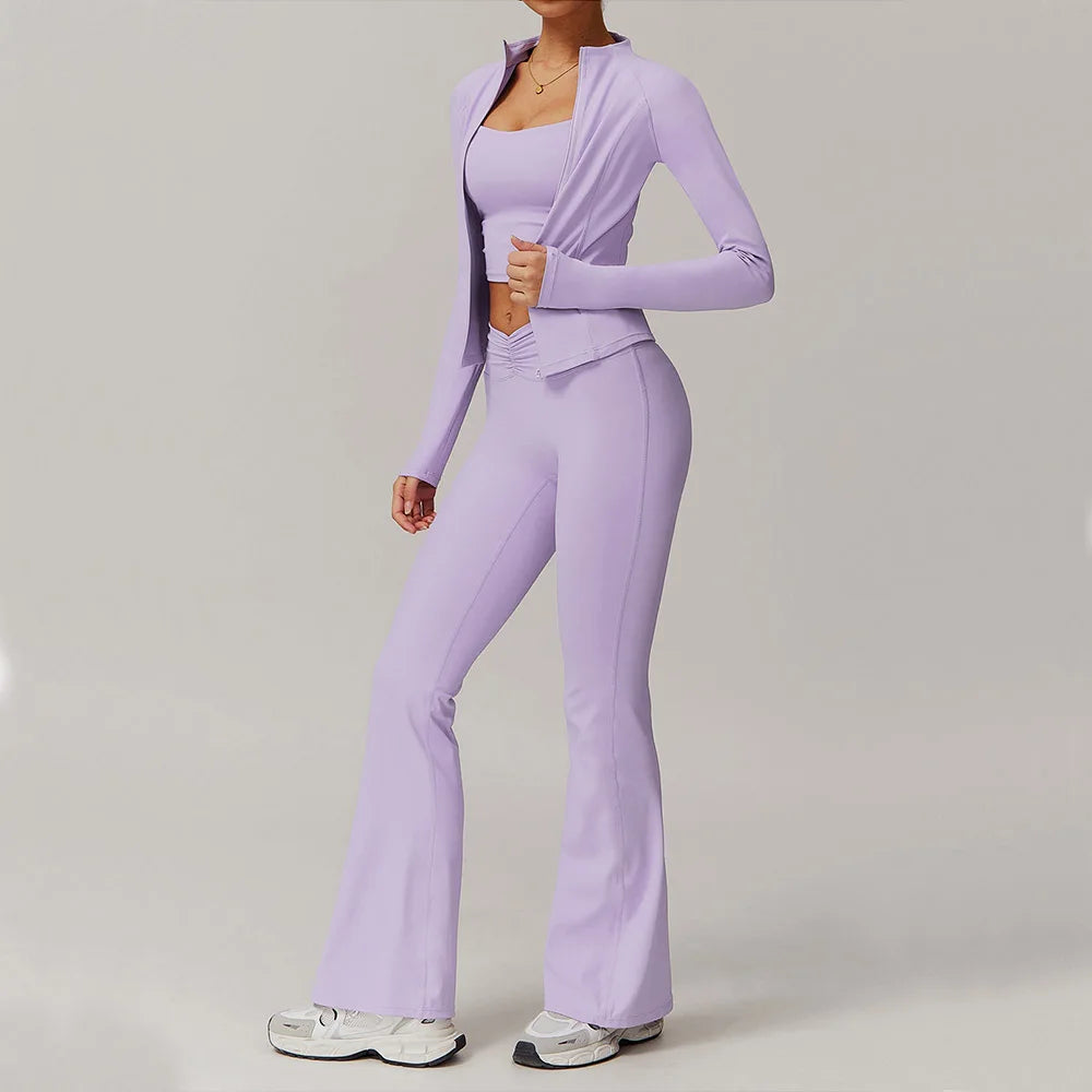 2PCS Yoga Suit Women Gym Set Long Sleeve Zipper  Clean Vanilla Store