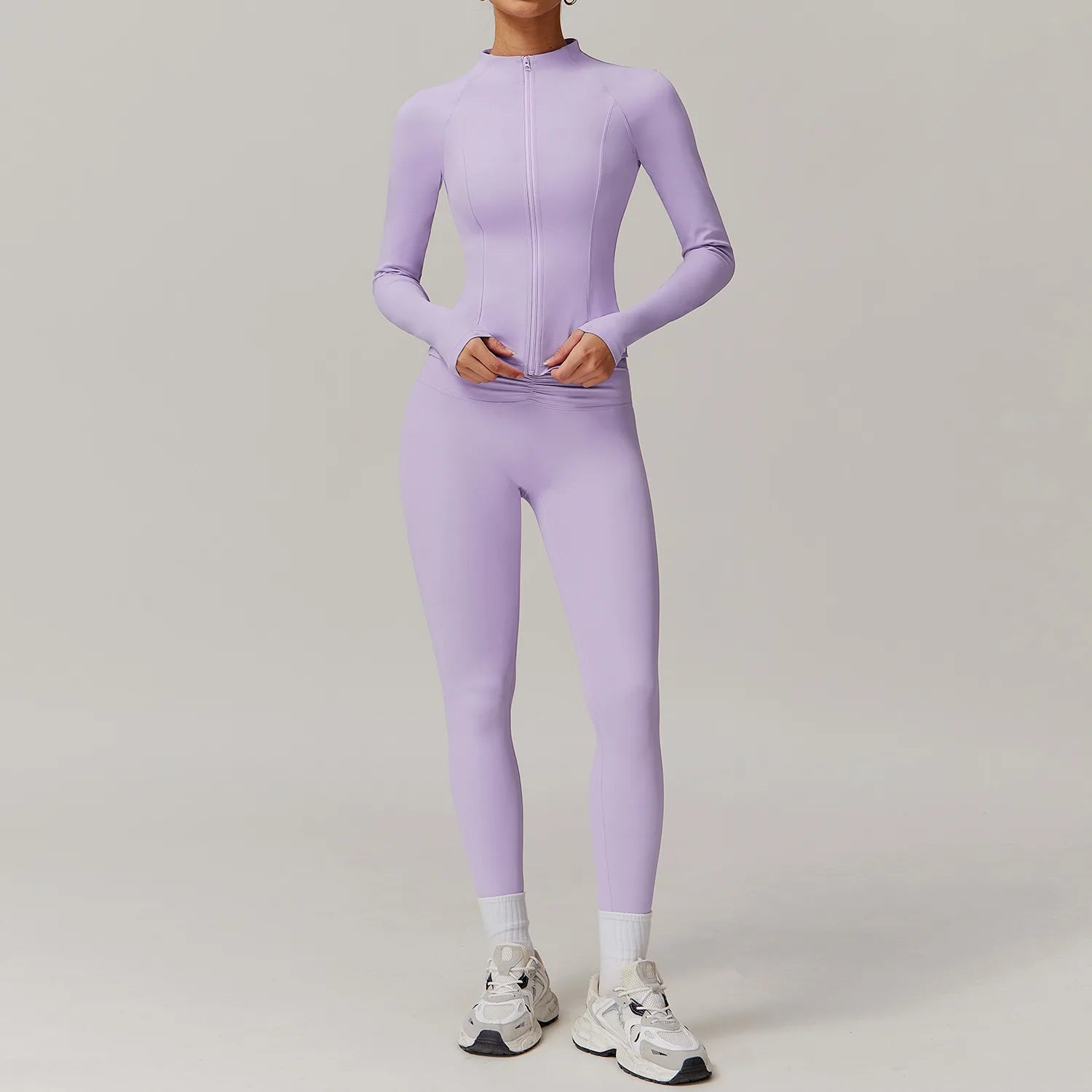 2PCS Yoga Suit Women Gym Set Long Sleeve Zipper  Clean Vanilla Store