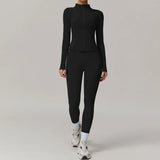 2PCS Yoga Suit Women Gym Set Long Sleeve Zipper  Clean Vanilla Store