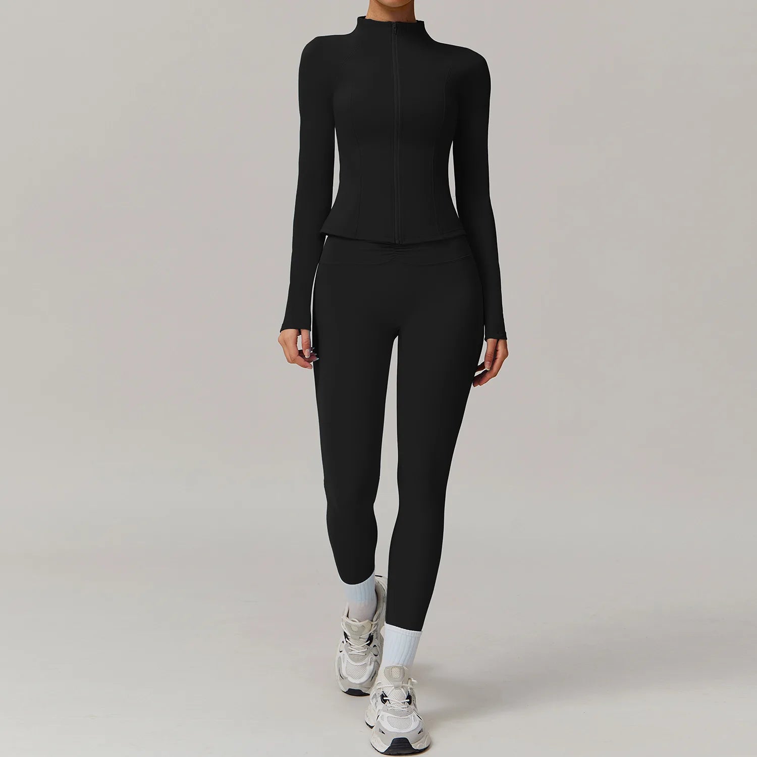 2PCS Yoga Suit Women Gym Set Long Sleeve Zipper  Clean Vanilla Store