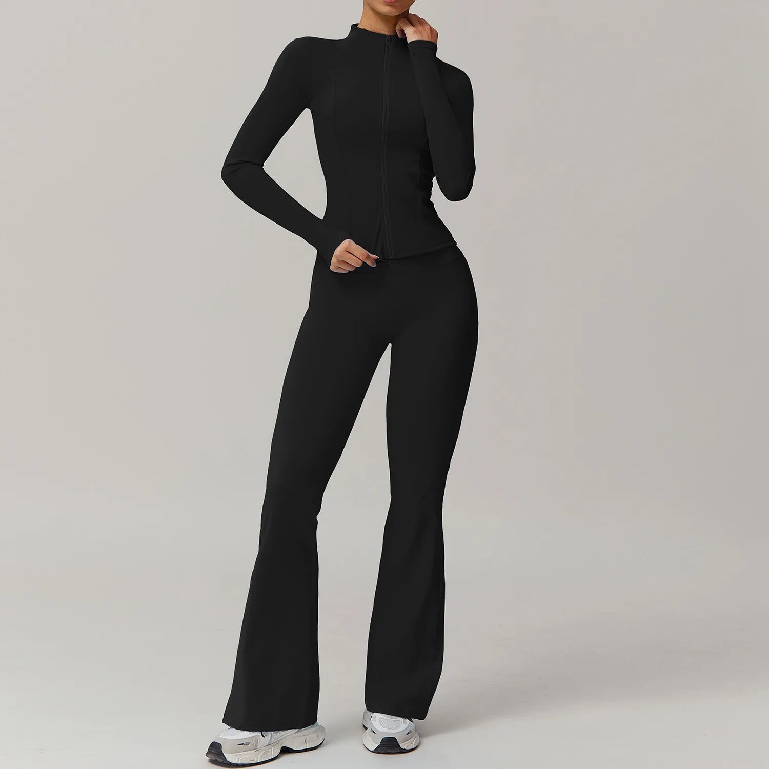 2PCS Yoga Suit Women Gym Set Long Sleeve Zipper  Clean Vanilla Store
