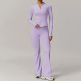 2PCS Yoga Suit Women Gym Set Long Sleeve Zipper  Clean Vanilla Store