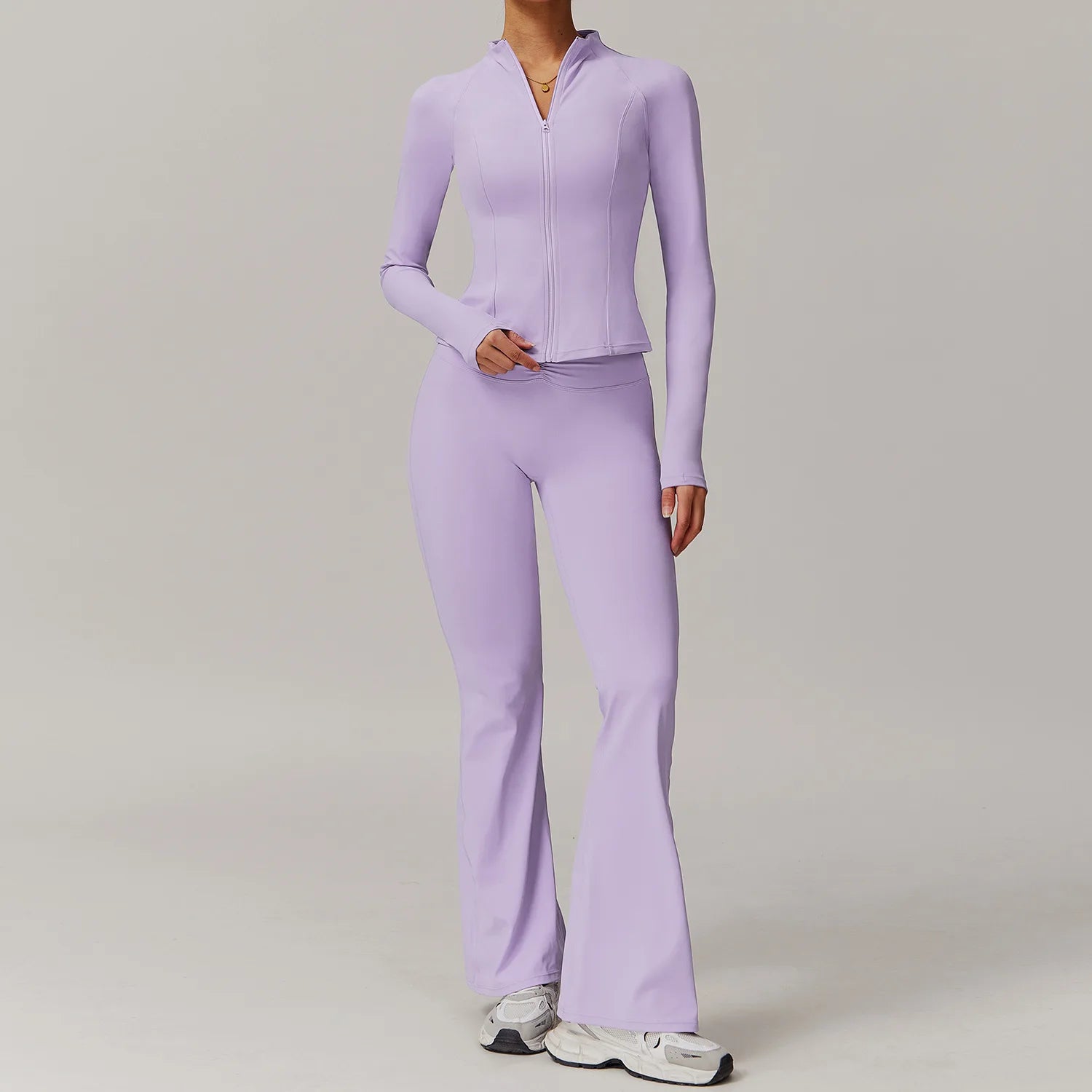 2PCS Yoga Suit Women Gym Set Long Sleeve Zipper  Clean Vanilla Store