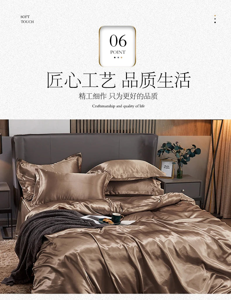 Solid Satin Bedding Set - Luxurious Sleep Experience  Clean Vanilla Store