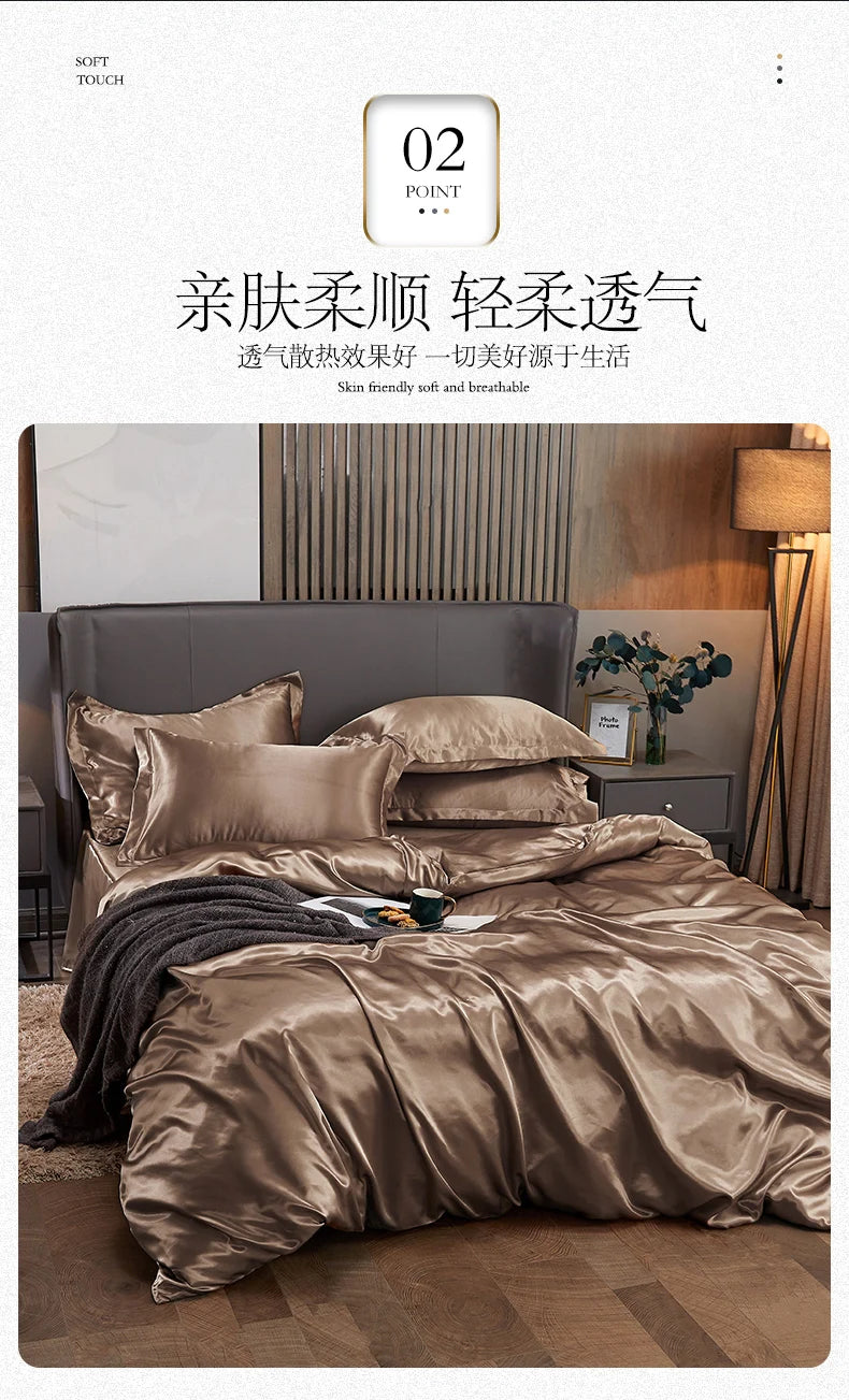 Solid Satin Bedding Set - Luxurious Sleep Experience  Clean Vanilla Store