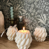 Elegant White and Golden Geometric Candle - Scented