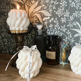 Elegant White and Golden Geometric Candle - Scented