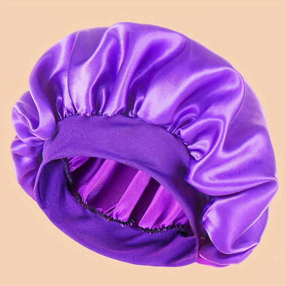Unscented Silk Satin Sleep Cap Bonnet with Wide Brim