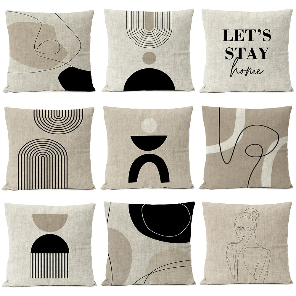 Abstract Minimalist Boho Pillow Cover - Black Design  Clean Vanilla Store