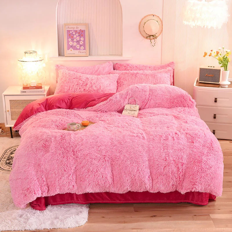 3Pcs Super Warm Coral Fleece Bedding Set Cozy Comfort  Clean Vanilla Store
