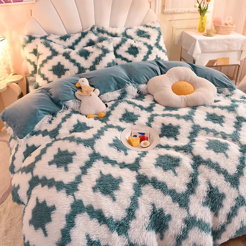 3Pcs Super Warm Coral Fleece Bedding Set Cozy Comfort  Clean Vanilla Store